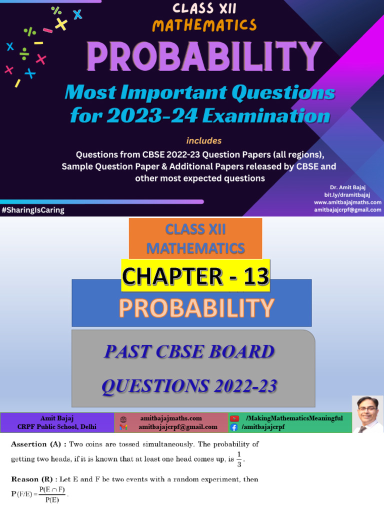 Chap 13probability - Imp Questions | PDF | Schools | Educational ...