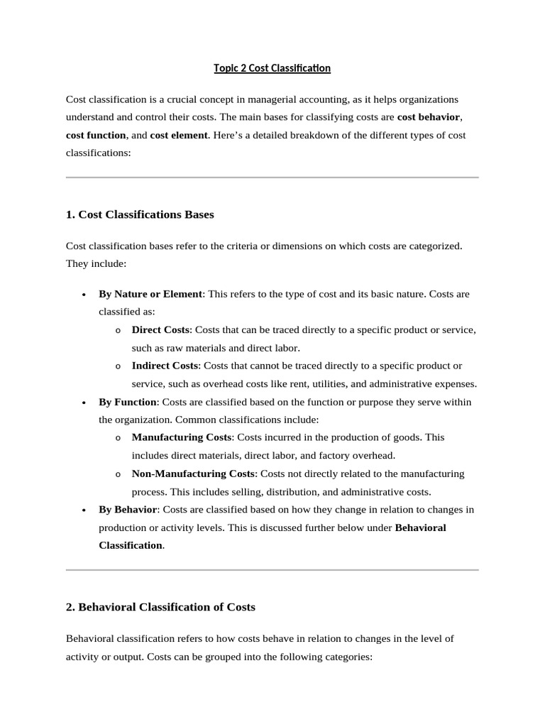 Topic 2 Cost Classification | PDF | Economies | Business Economics