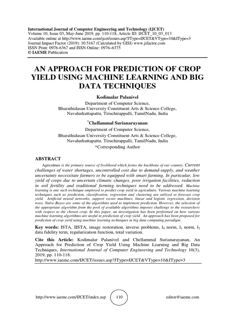 An Approach For Prediction of Crop | PDF | Support Vector Machine ...