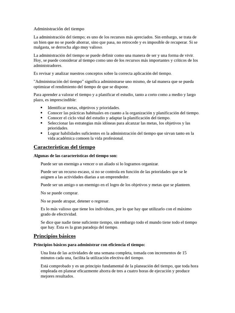 Claves para una efectiva administración del tiempo | PDF ...