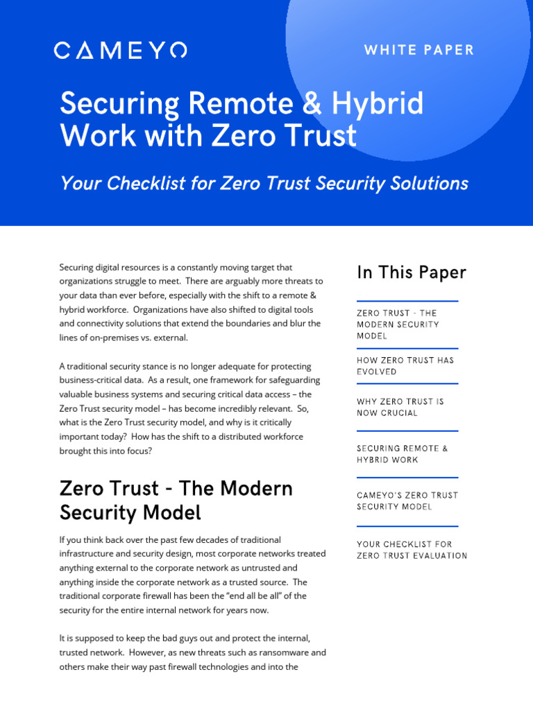 Zero Trust Security for Remote Work | PDF | Security | Computer Security