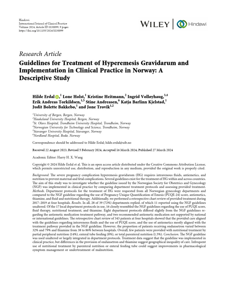 (Acc) 1c. Guidelines For Treatment of Hyperemesis Gravidarum and ...