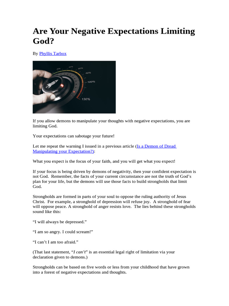 Overcoming Negative Expectations in Faith | PDF | Demons | Theology