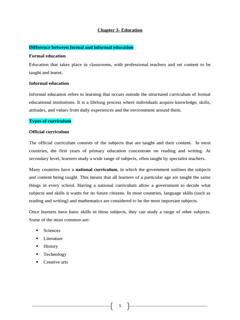 Education: Formal vs Informal Learning | PDF | Learning | Curriculum