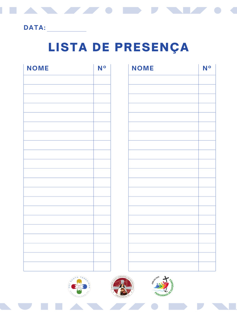 Documento A4 Lista de Presença Aula Simples Azul e Branco - 20250321 ...