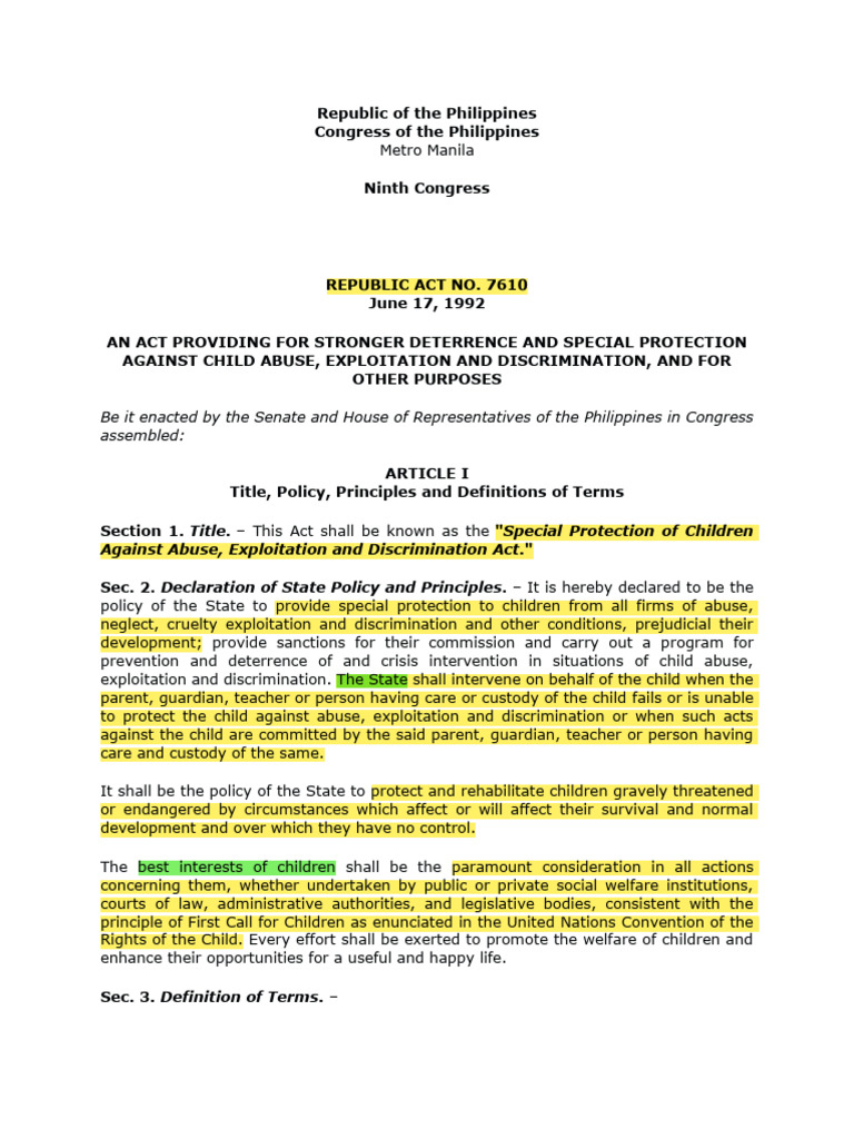 Special Protection for Children Act | PDF | Child Abuse | Justice