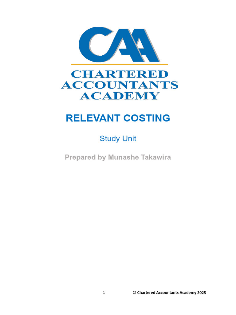 Relevant Costing Study Unit | PDF | Opportunity Cost | Cost