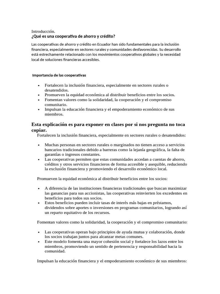 Cómo crear una cooperativa en Ecuador | PDF | Cooperativa | Inclusión ...