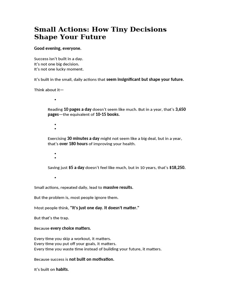 Small Actions for Big Future Success | PDF