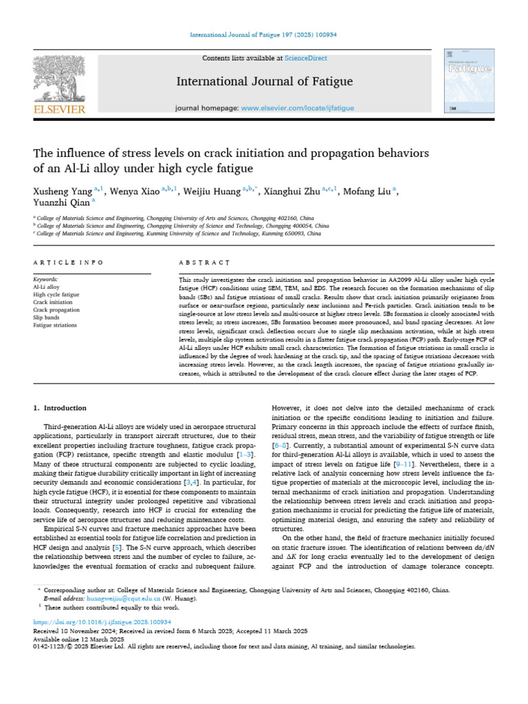 Stress Impact on Al-Li Alloy Fatigue Cracking | PDF | Fracture ...