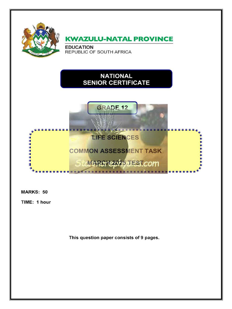 KZN Life Sciences Grade 12 March 2025 QP and Memo | PDF