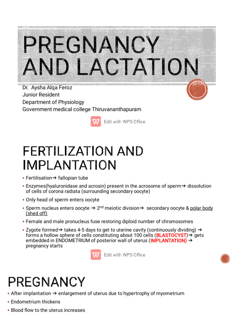 Pregnancy, Lactation, and Their Functions | PDF | Lactation | Human ...