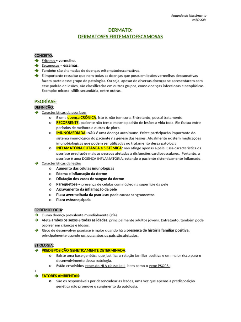 Dermatoses Eritematoescamosas | PDF | Psoríase | Dermatite
