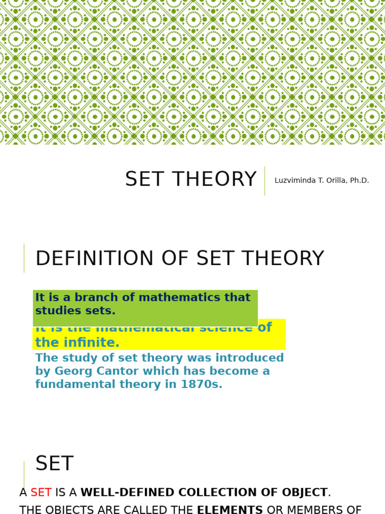 Discrete Math Ppt 2 -(Set Theory)-Second Sem 2024-2025 | PDF | Set ...