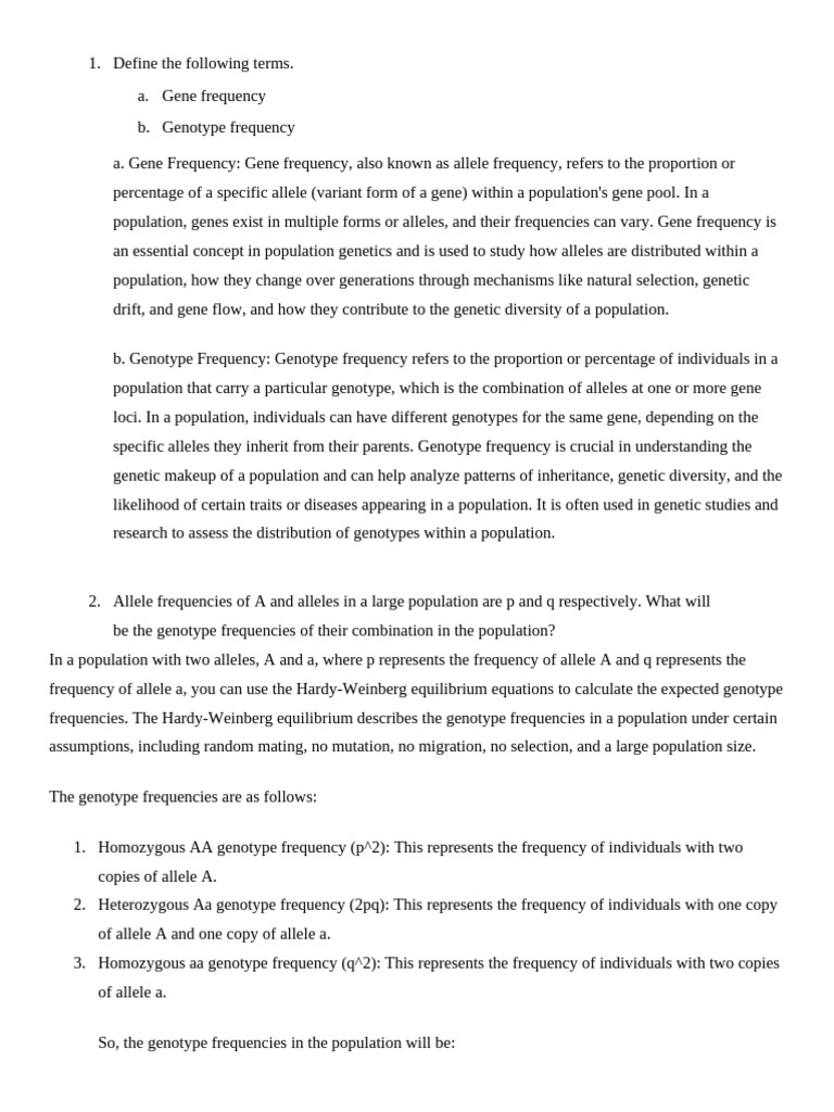 Impact of Selection on Allele Frequencies | PDF | Evolution | Natural ...