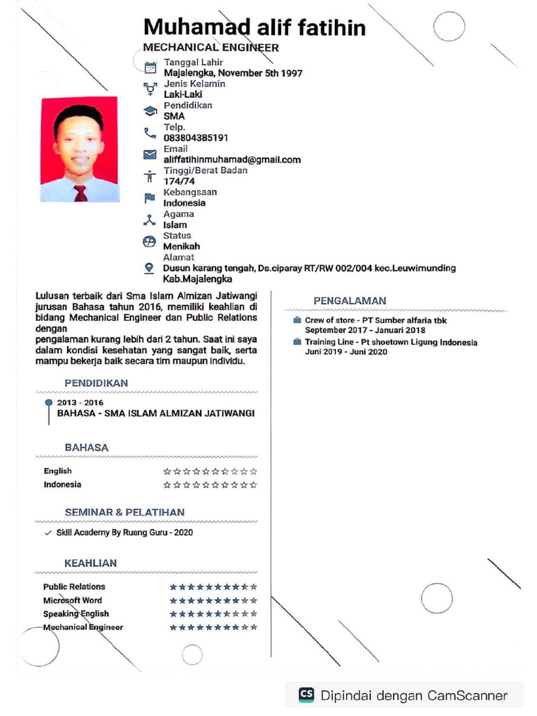 Salinan Dari Resume Muhamad Alif - Compressed | PDF