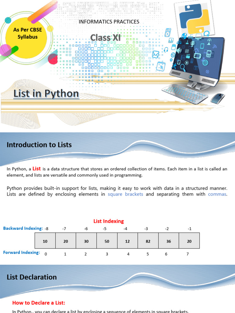 list Class XI IP | PDF | Algorithms And Data Structures | Computing