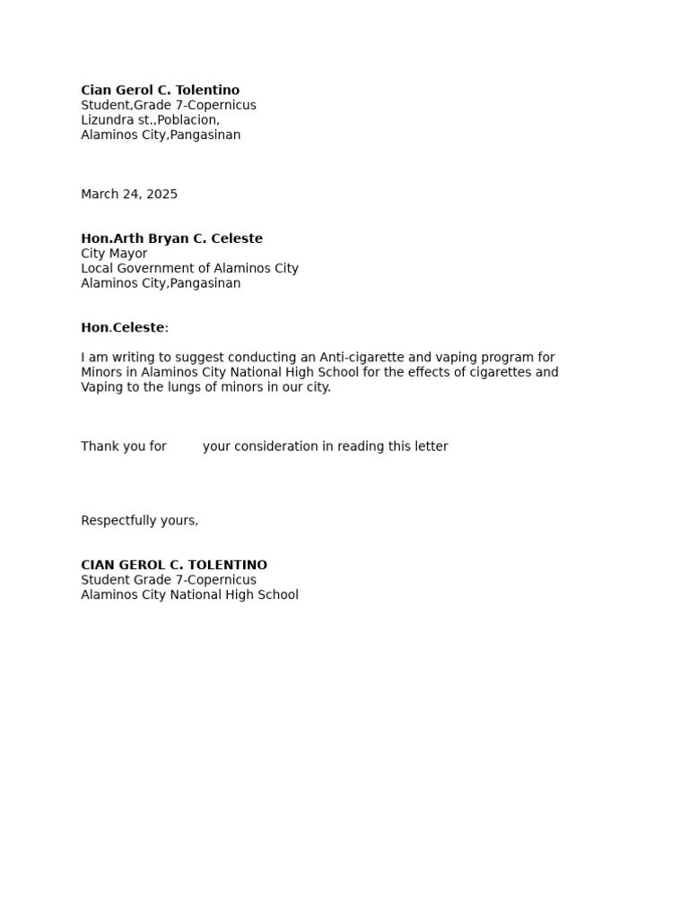 Anti-Cigarette Program Proposal | PDF