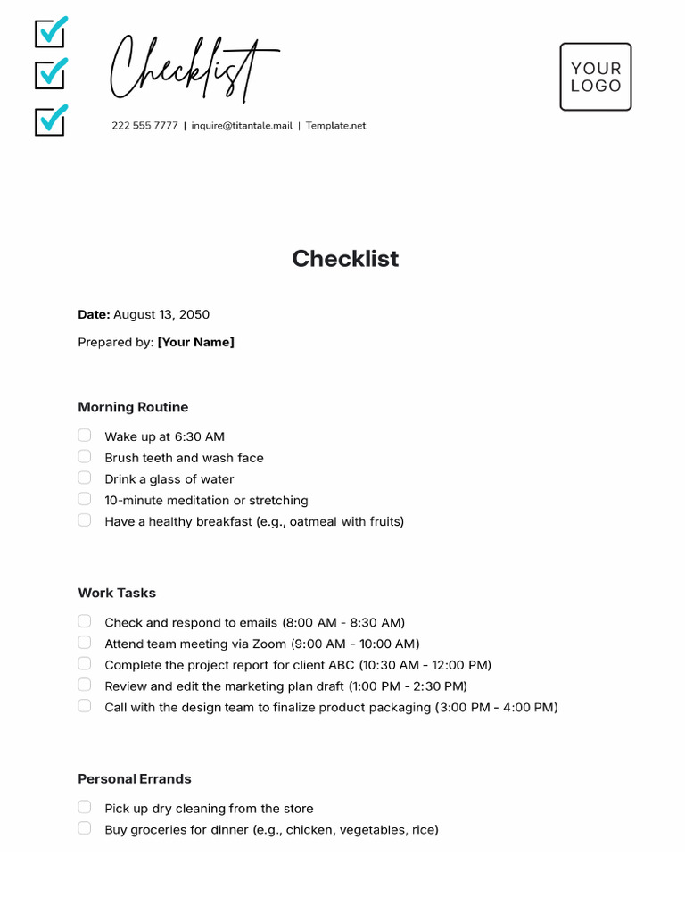 Checklist Template | PDF