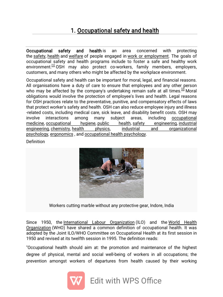 Occupational Safety and Health | PDF | Occupational Safety And Health ...