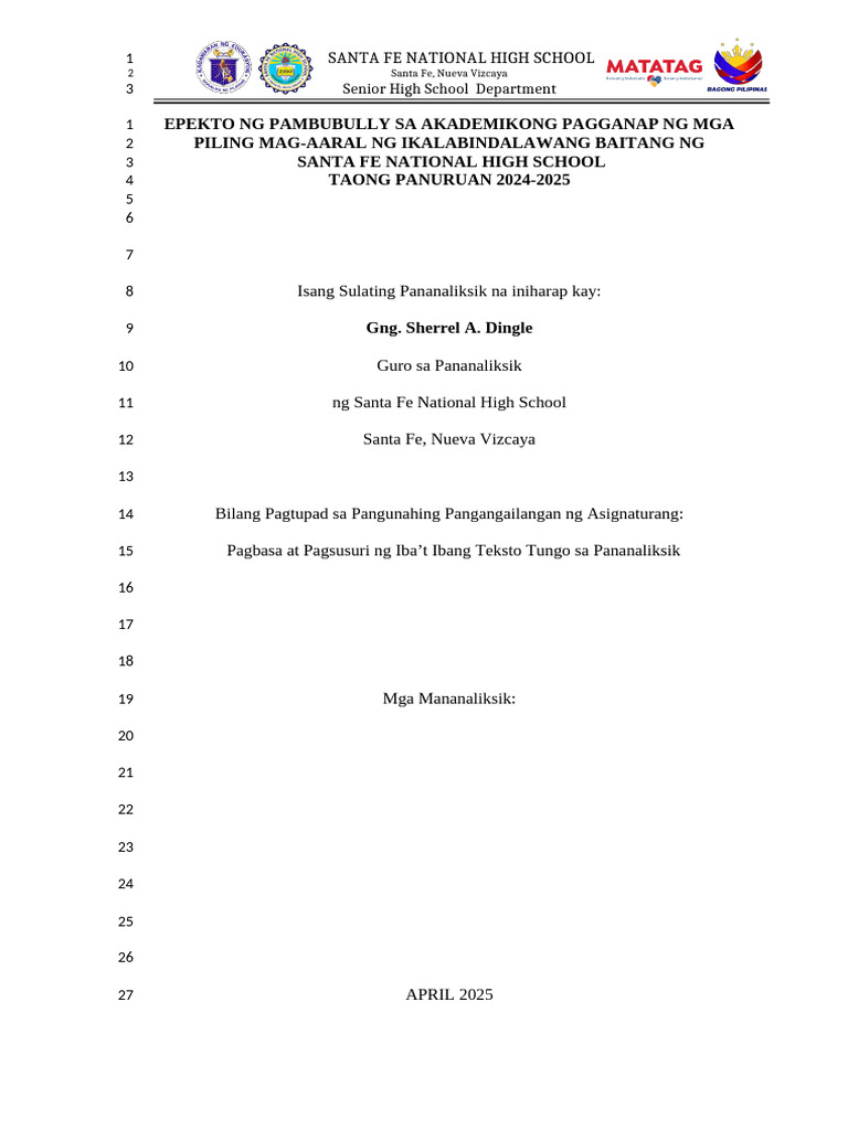 Template para Sa Pananaliksik | PDF