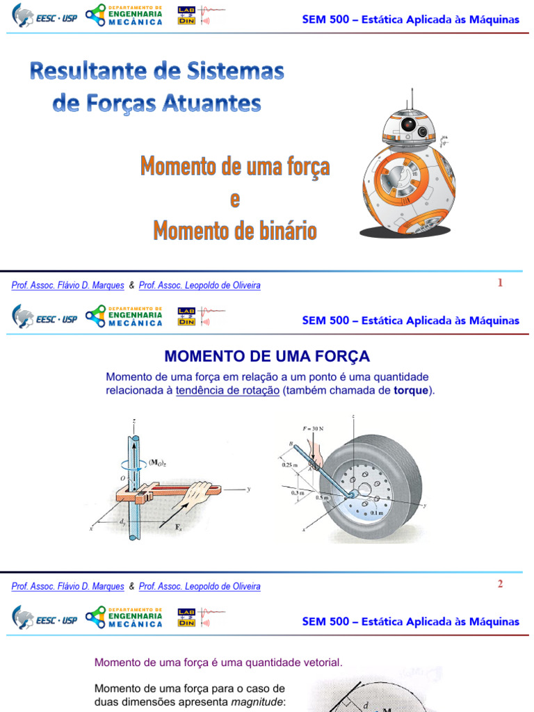 Momento de Força em Estática de Máquinas | PDF | Torque | Vetor euclidiano