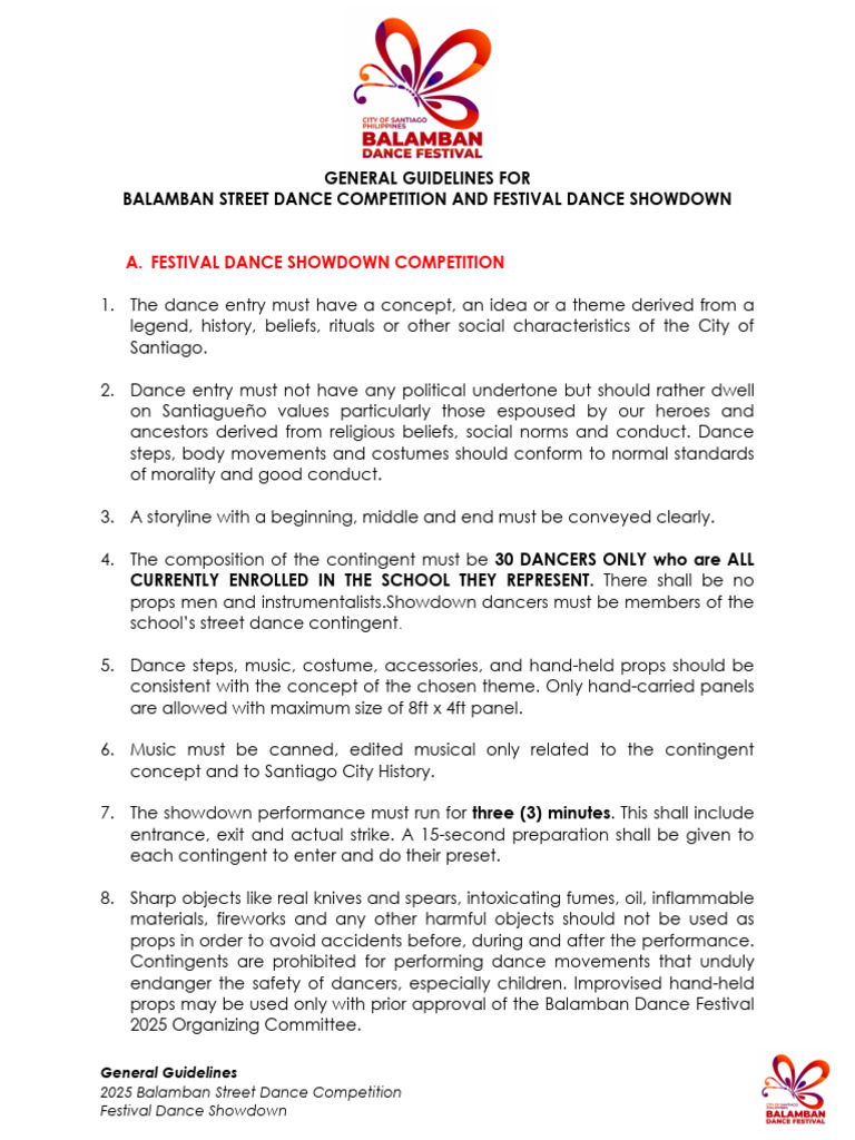 2025 Balamban Dance Festival Guidelines | PDF | Dances | Choreography