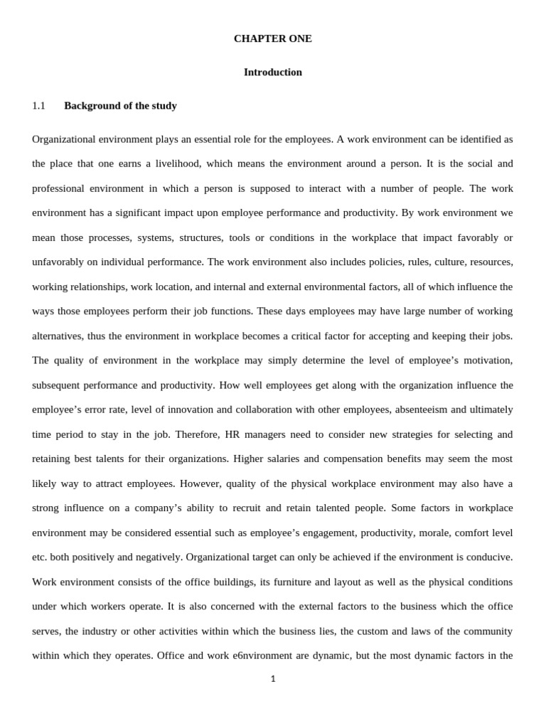 The Impact of Work Environment On Employee Productivity A Case Study of ...