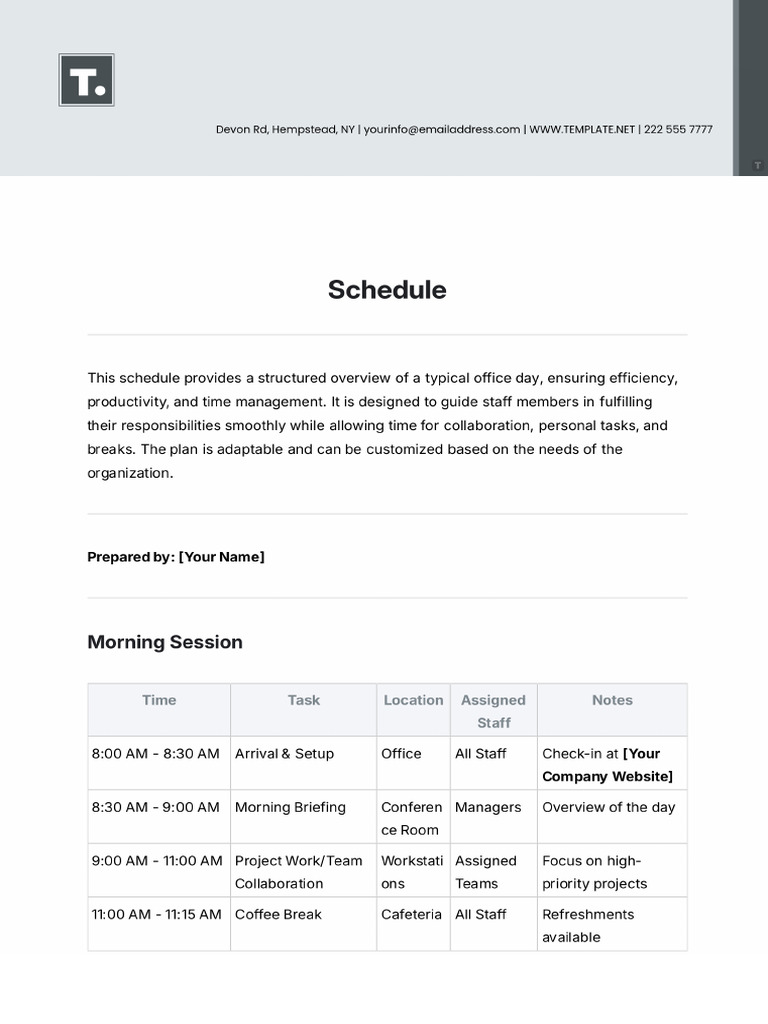 Schedule Template | PDF