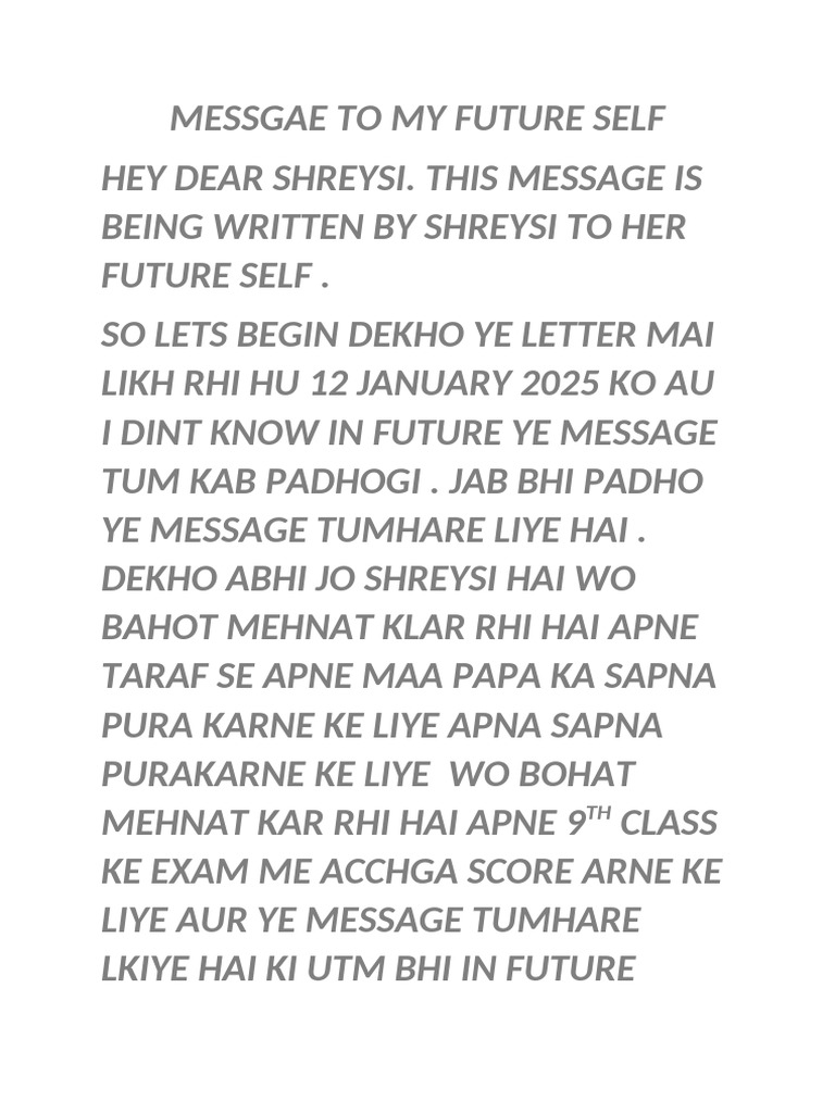 Letter to My Future Self PDF