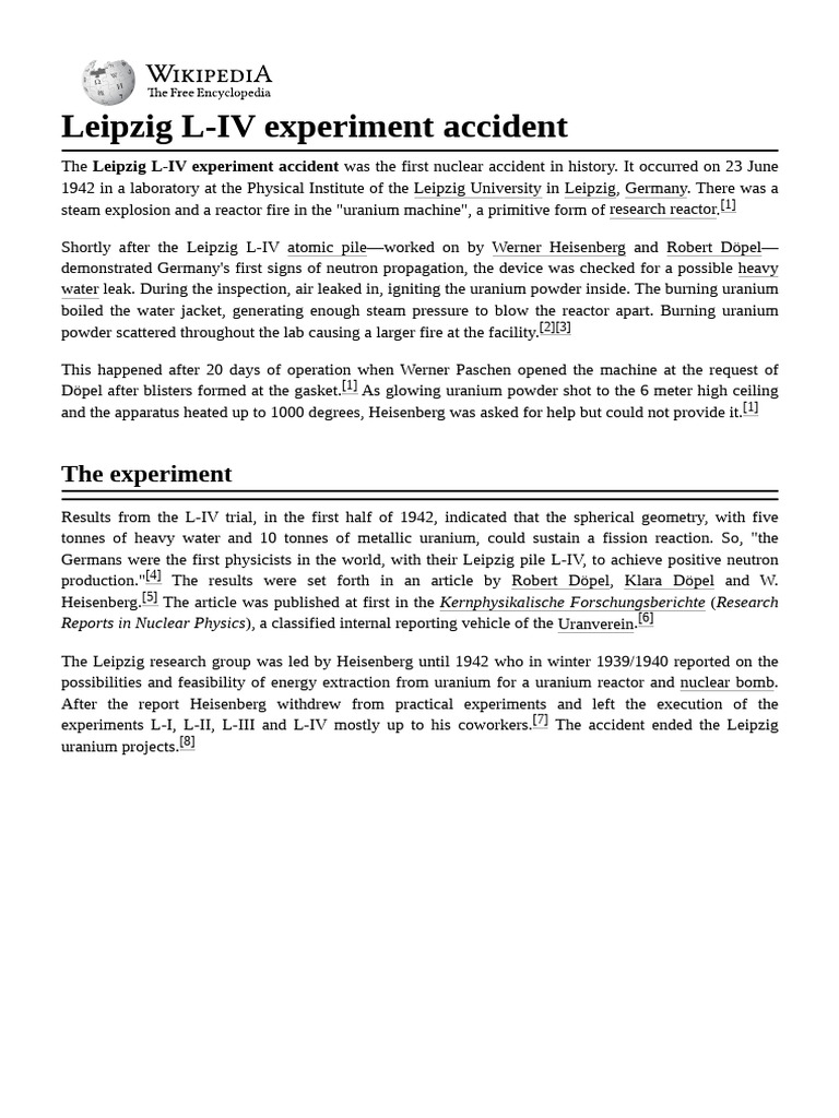 Leipzig L-IV Experiment Accident | PDF | Weapons Of Mass Destruction ...