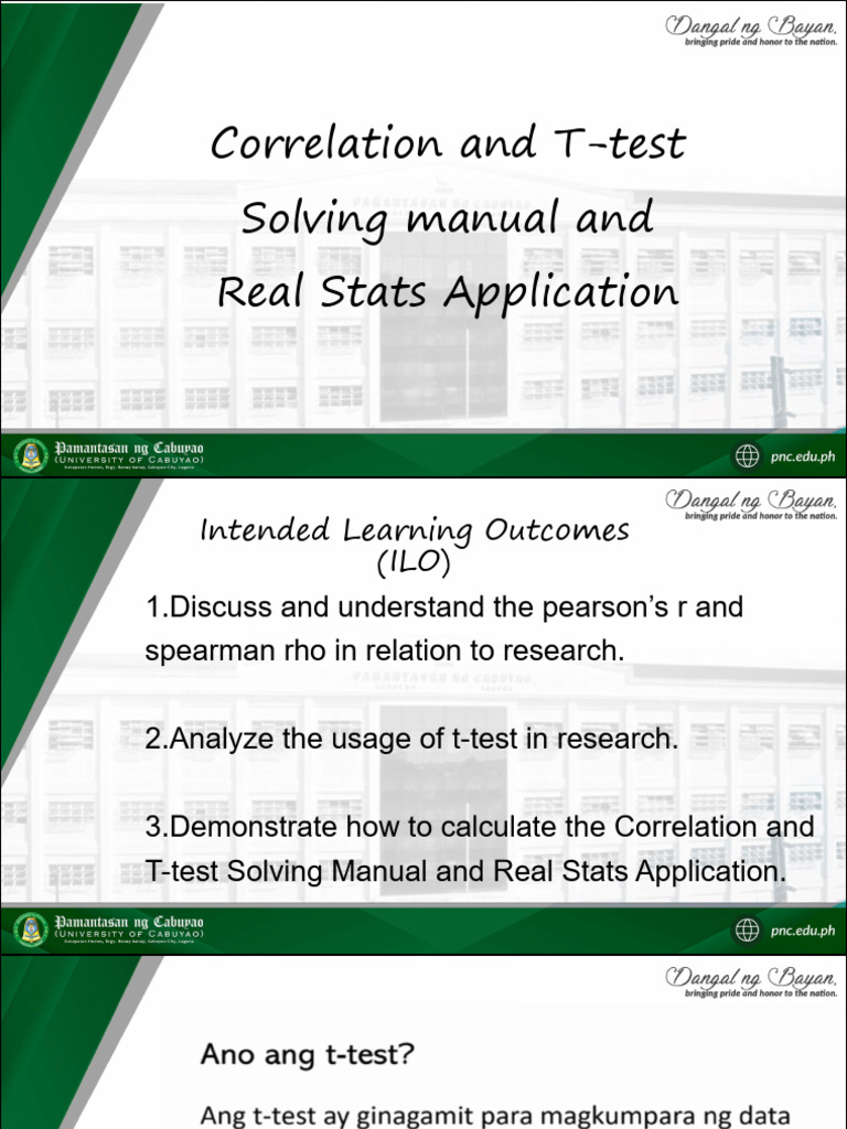 Correlation and T-Test Analysis Guide | PDF