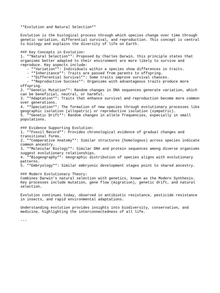 Evolution and Natural Selection | PDF