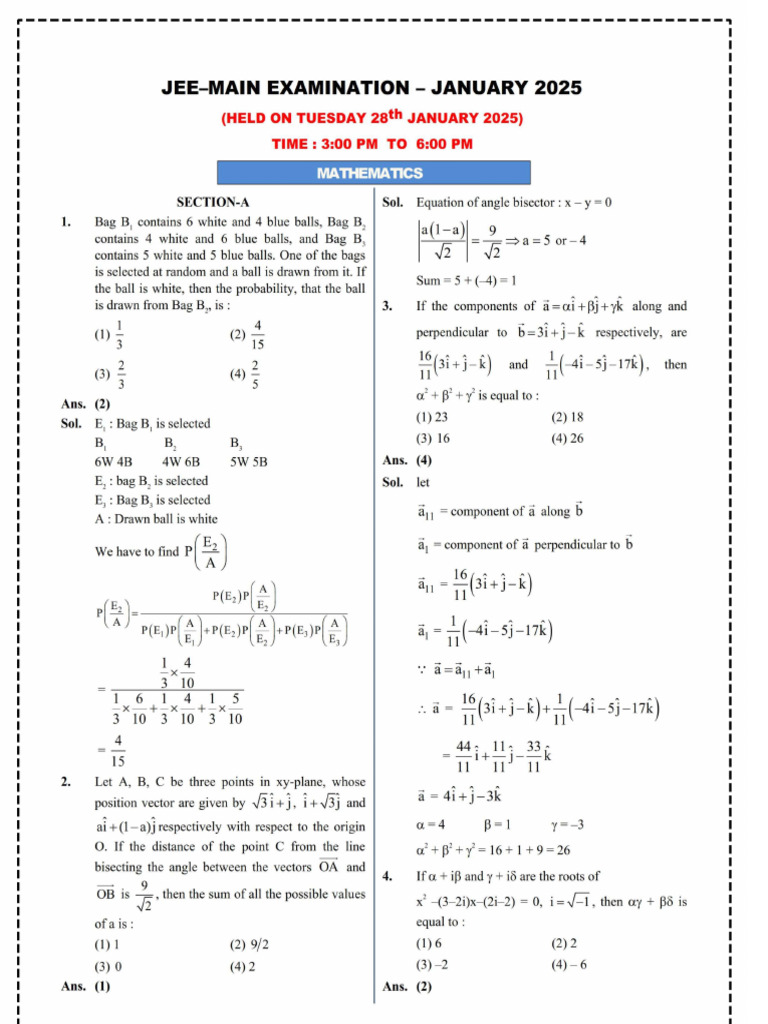 Jee Main 28 Jan 2025 Paper Shift 2 | PDF