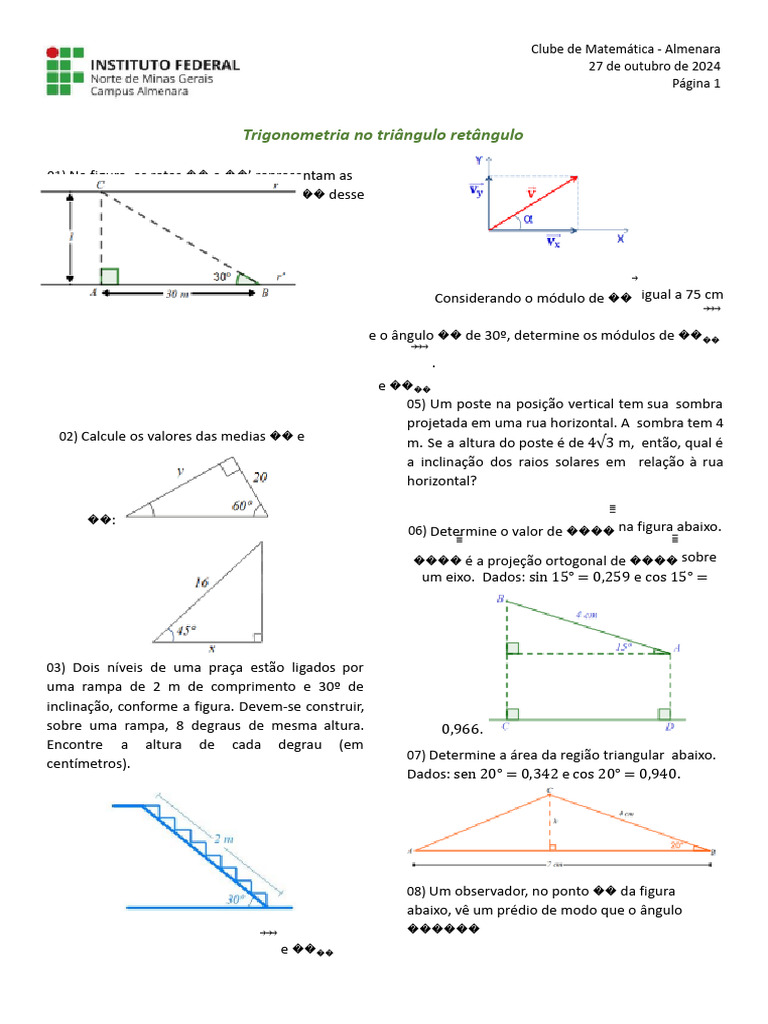 Exercícios de Trigonometria e Geometria | PDF | Triângulo | Trigonometria