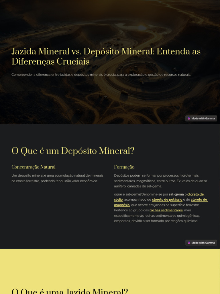 Diferenças entre Jazida e Depósito Mineral | PDF | Mineração | Ambiente ...