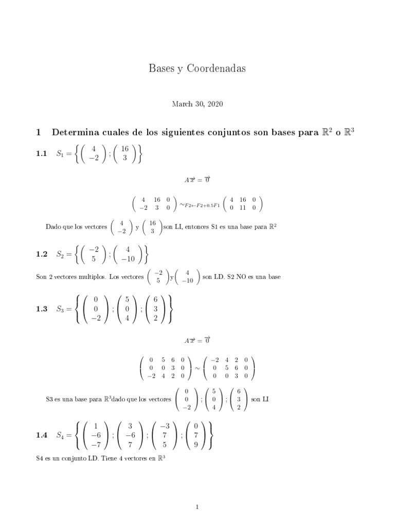 Bases y coordenadas en R2 y R3 | PDF | Álgebra lineal | Álgebra