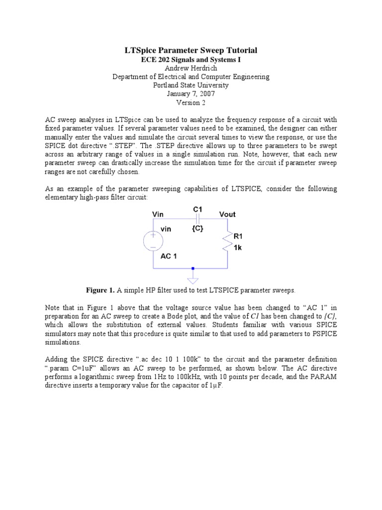 LTSpice Parameter Sweep Techniques | PDF | Spice | Electrical Network