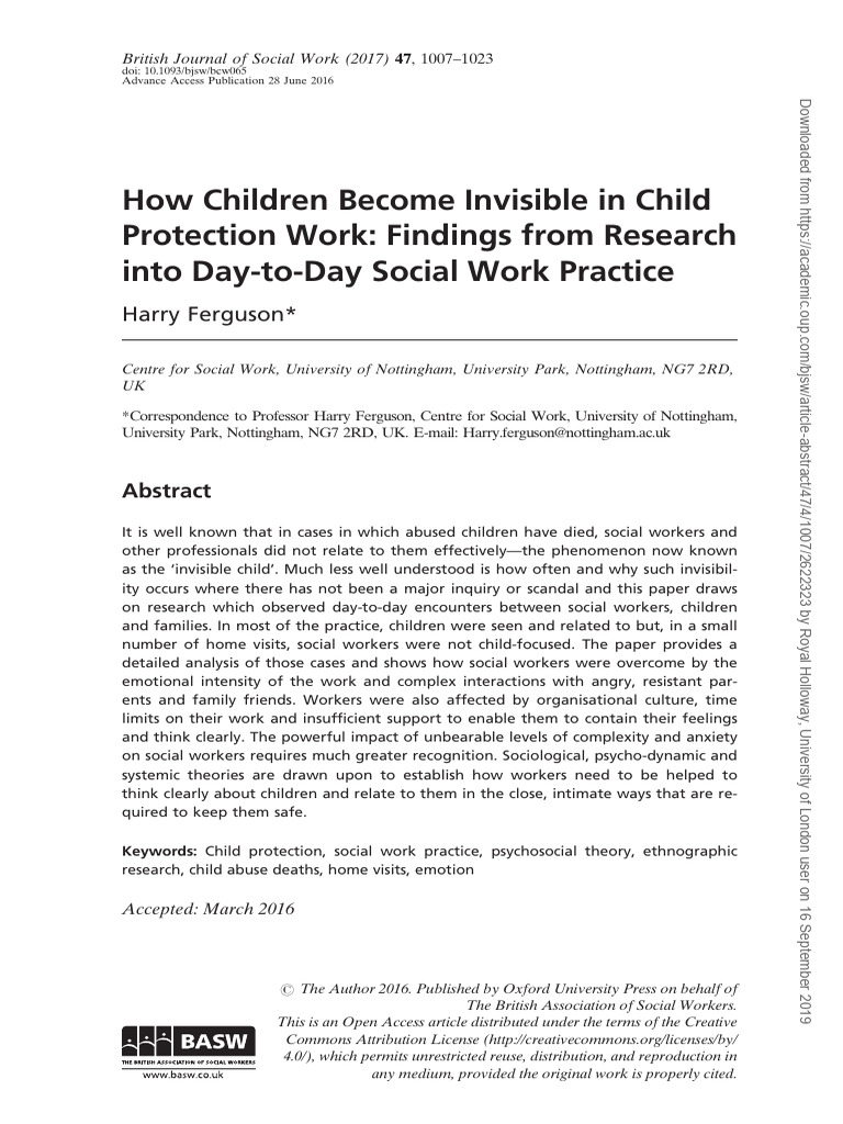 Invisible Children in Social Work Practice | PDF | Experience | Mind