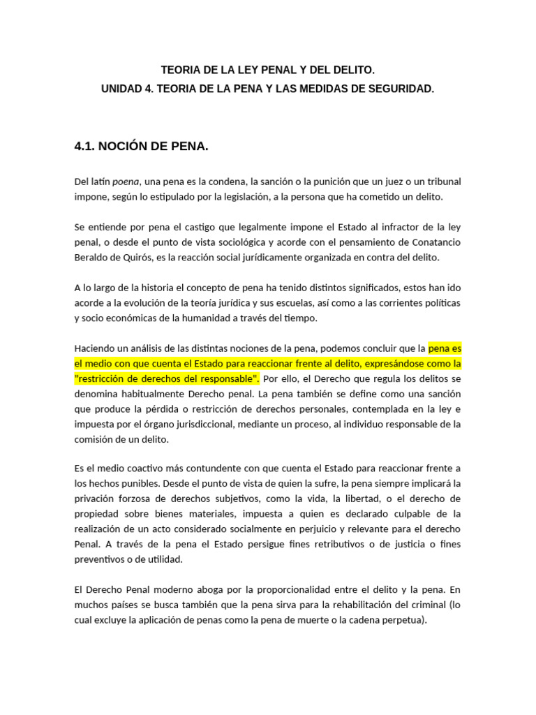 Apuntes Unidad 4 Teoria de La Ley Penal y Del Delito | PDF | Castigos ...
