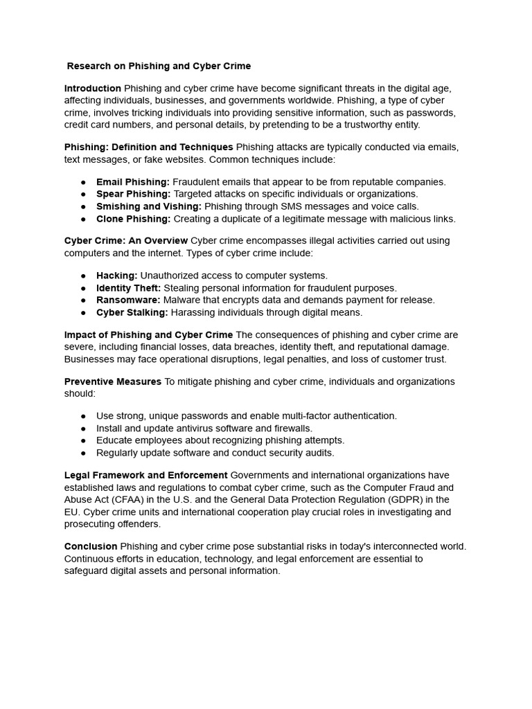 Research On Phishing and Cyber Crime | PDF | Phishing | Cybercrime