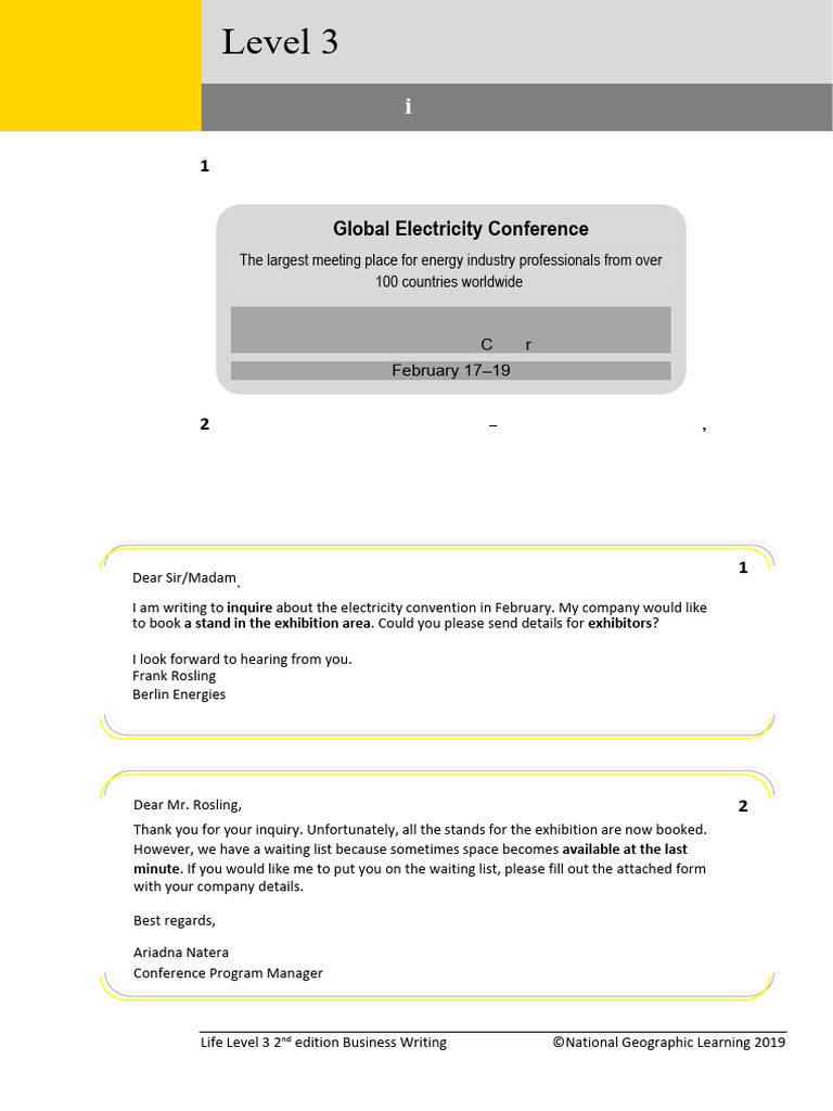Business Writing for Events Inquiry | PDF