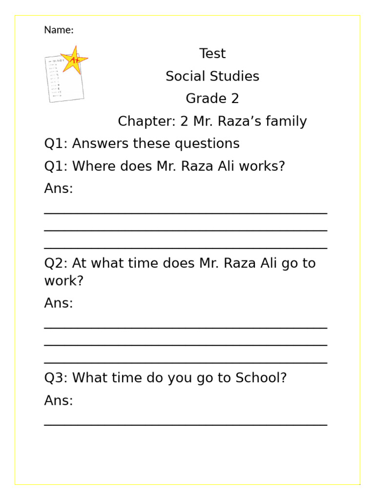 Mr. Raza's Family: Social Studies Q&A | PDF