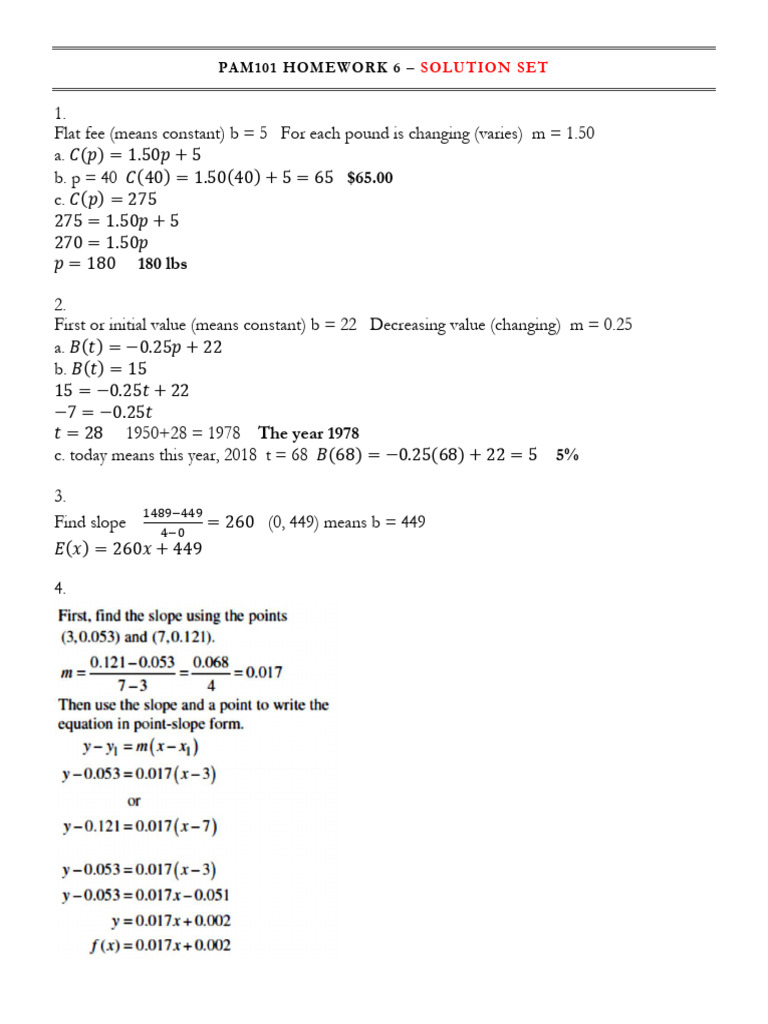 Homework 6: Slope-Intercept & Standard Form | PDF