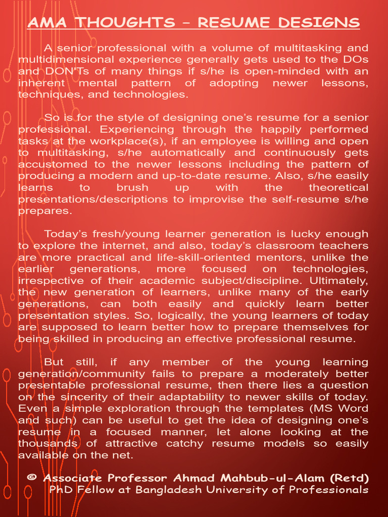 AMA Thoughts - Resume Designs | PDF
