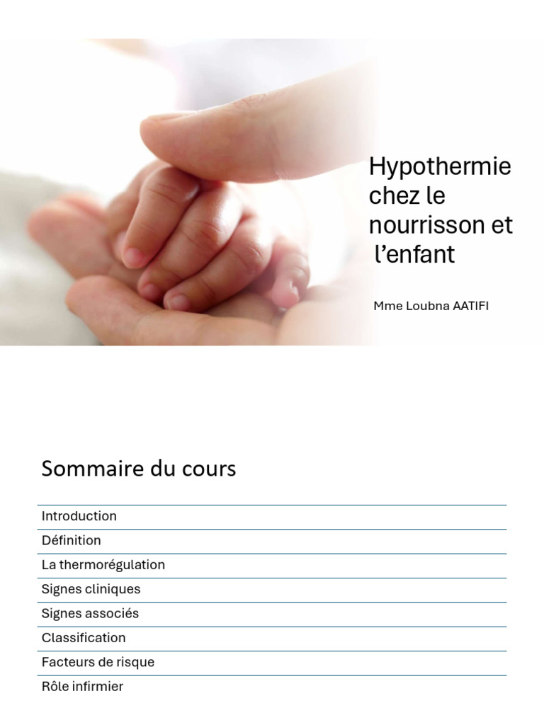 Hypothermie chez l'enfant et le nourrisson | PDF | Hypothermie | Fièvre