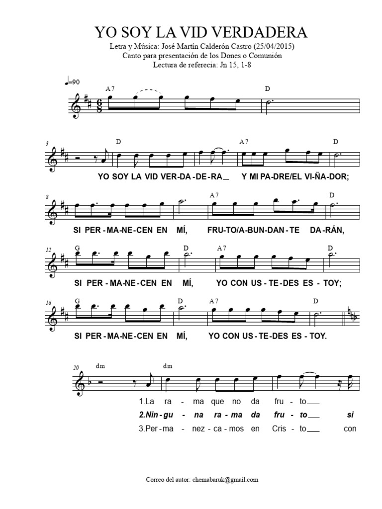 Yo Soy la Vid Verdadera: Letra y Música | PDF