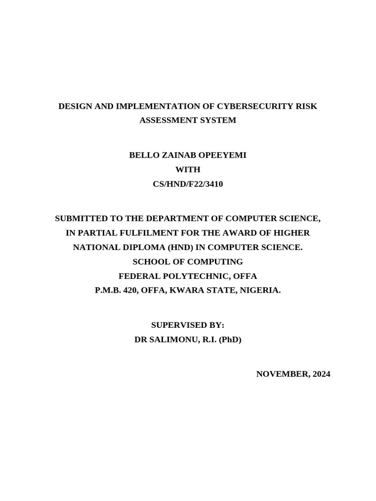 Cybersecurity Risk Assessment Methods | PDF | Security | Computer Security