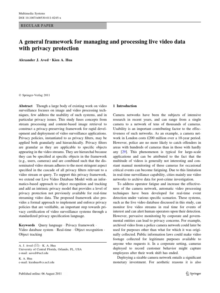 Privacy in Live Video Systems | PDF | Surveillance | Privacy
