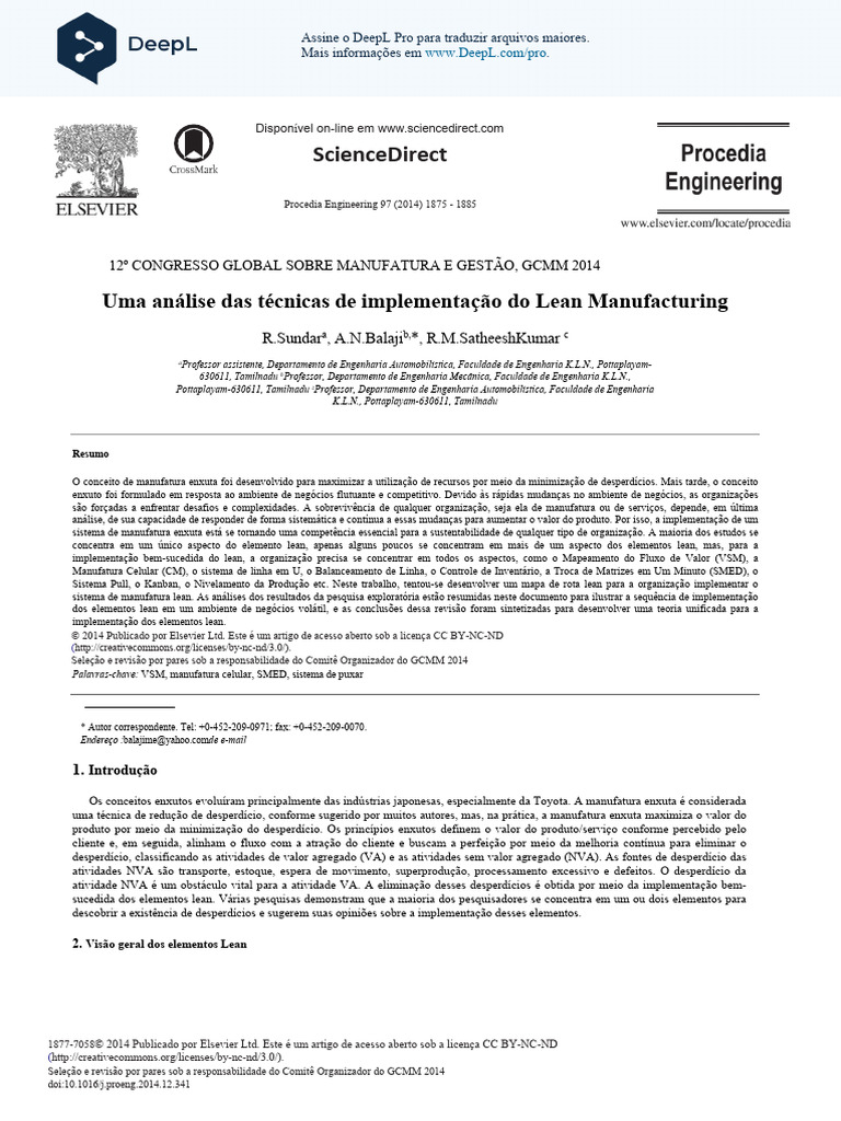 A Review On Lean Manufacturing Implementation Techniques PT | PDF ...